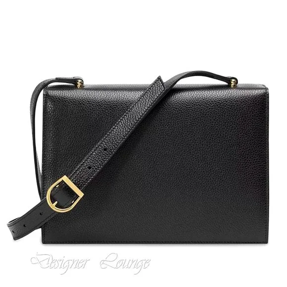 NEW GUCCI Zumi Interlocking G Horsebit Black Grain Leather Small Crossbody Bag - Picture 10 of 15